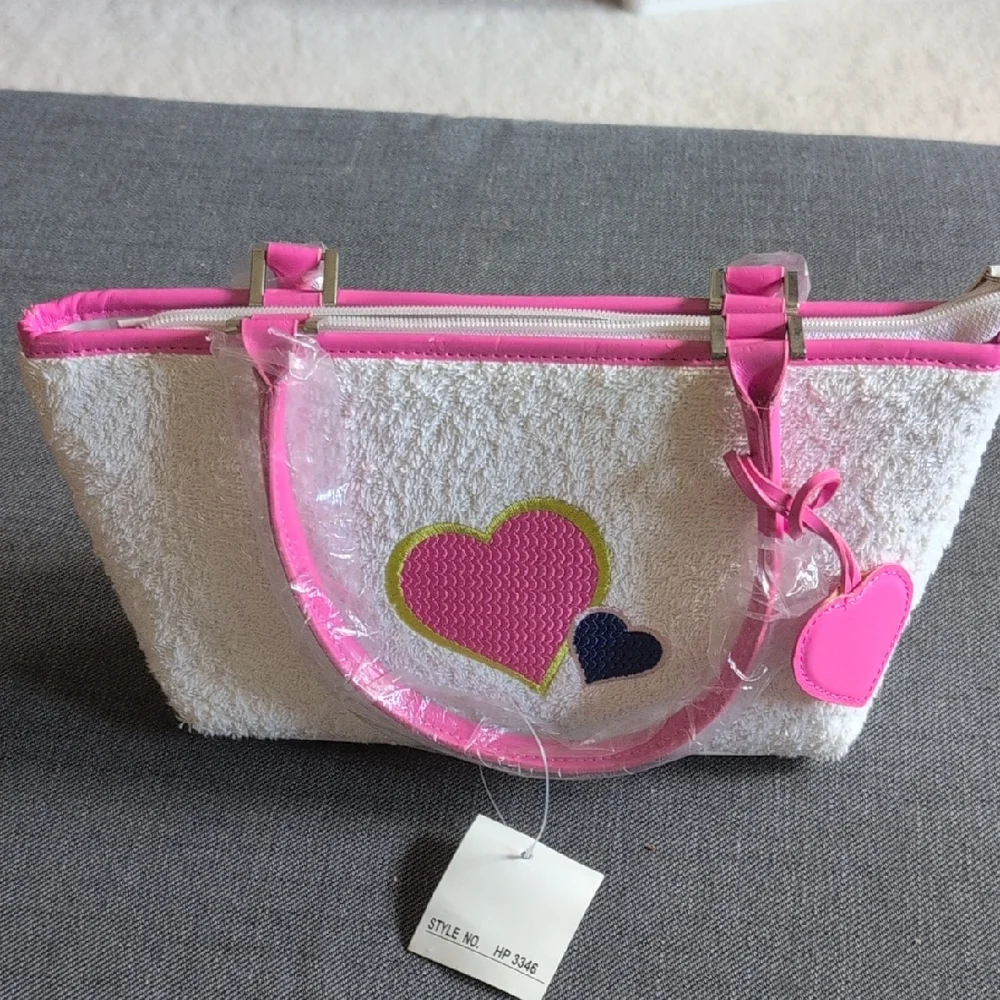Stylish Pink and White Heart Tote Bag